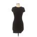 Shein Casual Dress - Bodycon Crew Neck Short sleeves: Black Print Dresses - Women's Size X-Small