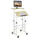 ERTCHUE RIED Height Adjustable Mobile Standing Desk w/ Rolling Wheels in White/Brown | 24 W x 22 D in | Wayfair ComDesk-09