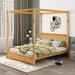 Red Barrel Studio® Blerta Wooden Canopy Platform Bed w/ Headboard Wood in Gray/Brown | 74.8 H x 62.8 W x 83.9 D in | Wayfair