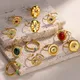 Bagues en pierre d'opale en acier inoxydable pour femmes bague ouverte réglable bijoux de mariage