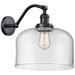 Bell 13" High Matte Black Sconce w/ Clear Shade