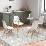 Costway 5 Pieces Rectangle Dining Table Set with 51 Inch Glass Tabletop-White