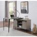 Industrial L-Shape Writing Desk with Cabinet, Sliding Barn Door, USB Port, and Cord Management, 48"L x 48"W x 31"H