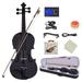 Full Size 4/4 Wood Violin Kit EQ Violin with Case Bow Violin Strings Shoulder Rest Electronic Tuner Connecting Wire Black