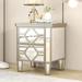 Elegant Mirrored 2-Drawer Storage Cabinet Nightstand