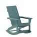 Flash Furniture Finn Modern Commercial Grade Poly Resin Wood Adirondack Rocking Chair - All Weather Sea Foam Polystyrene - Dual Slat Back - Stainless Steel Hardware