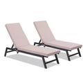 2 Pieces Patio Lounge Chair Set Patio Chaise Lounges with Thickened Cushion All Weather Adjustable Lounge Chair Set for Patio Backyard Porch Garden Poolside Khaki