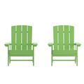 Flash Furniture Charlestown Poly Resin Adirondack Chair - Lime Green - All Weather - Indoor/Outdoor - Set of 2