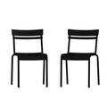 Flash Furniture Nash Commercial Grade Steel Stack Chair Indoor-Outdoor Armless Chair with 2 Slat Back in Black Set of 2