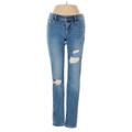 Soho JEANS NEW YORK & COMPANY Jeans - High Rise Skinny Leg Denim: Blue Bottoms - Women's Size 2 Petite - Distressed Wash