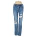 Soho JEANS NEW YORK & COMPANY Jeans - High Rise Skinny Leg Denim: Blue Bottoms - Women's Size 2 Petite - Distressed Wash