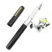 Gecheer Portable Pen Shape Fishing Rod Telescopic Aluminum Alloy Fishing Pole + Metal Fishing Reel Reel