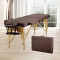 NiamVelo Professional Massage Table Portable Folding Massage Bed 73 inch 2 Fold Height Adjustable Spa Bed W/Carry Case Brown