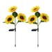 LWITHSZG Solar Outdoor Lights 2 Pack Sunflower Solar Waterproof Path Lights LED Solar Lights for Yard Landscape Walkway and Garden Decoration