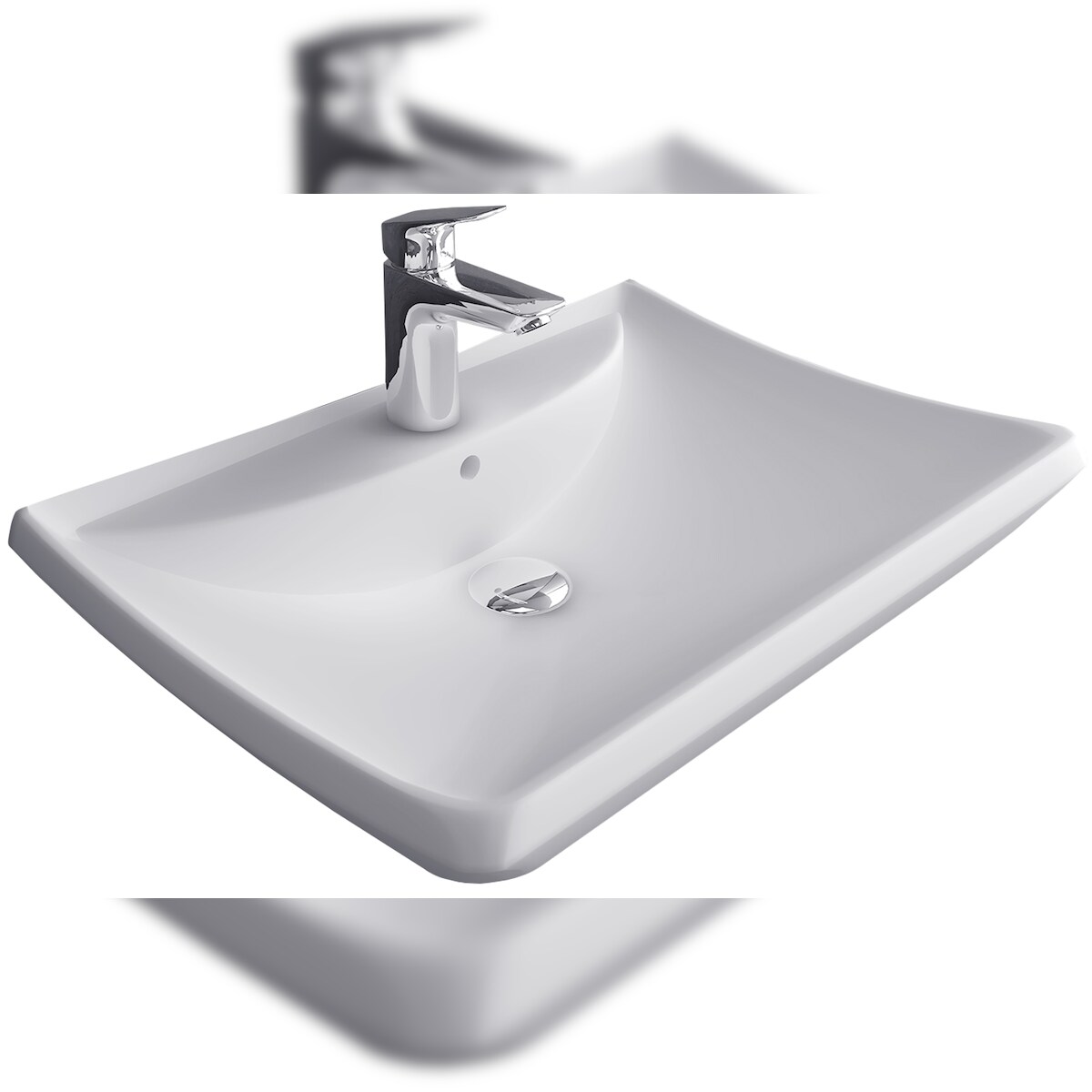 Alpenberger Waschbecken | Keramikbecken mit Nanobeschichtung | Aufsatz- & Hängewaschbecken | Waschtisch Bad & Gäste-WC | Handwaschbecken mit Überlauf