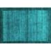 Ahgly Company Machine Washable Indoor Rectangle Abstract Turquoise Blue Contemporary Area Rugs 8 x 10