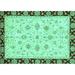 Ahgly Company Machine Washable Indoor Rectangle Oriental Turquoise Blue Traditional Area Rugs 8 x 10