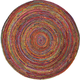 Jaipur Art And Craft Handmade 150x150 CM (5 x 5 Square feet)(58.50 x 58.50 Inch)Multicolor Round Jute AreaRug Carpet throw