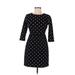 Old Navy Casual Dress - Mini Crew Neck 3/4 sleeves: Black Polka Dots Dresses - Women's Size X-Small