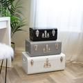 Metal Storage Trunks, Set Of 3, White, Grey & Black - Storage Chests With Lockable Clasps/Stackable Storage Bedroom, Living Room, Toy Box & Blanket Organiser