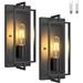 Pynsseu Chafsris Rectangular Shape Sconces Wall Lighting Set Of 2 Metal in Black | 12.8 H x 4.72 W x 3.5 D in | Wayfair BST-E00050B-2P-2B