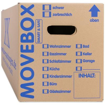 Kk Verpackungen - 30 Umzugskartons Movebox Smart & Safe 2-wellig 25 kg belastbar Beschriftungsfeld
