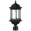 Nuvo Lighting 60434 - 1 Lamp 18" 120 volt Matte Black Clear Glass Outdoor Post Top Lantern Light Fixture (HOPKINS 1LT OUTDOOR LG POST BLK (60-6115))