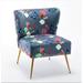 Slipper Chair - Bay Isle Home™ Friant 25" W Polyester Slipper Chair Polyester in Blue/Navy | 29.5 H x 25 W x 28 D in | Wayfair