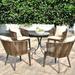 Bayou Breeze Almetta Round 4 - Person 23.6" Long Outdoor Dining Set w/ Cushions Wood/Plastic in Black/Brown | 23.6 W x 23.6 D in | Wayfair