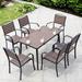 Wildon Home® Neligh Rectangular 6 - Person 47.24" Long Aluminum Outdoor Dining Set Wood/Plastic/Metal in Brown | 47.24 W x 27.56 D in | Wayfair