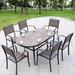 Wildon Home® Brandsville Oval 6 - Person 59.06" Long Aluminum Outdoor Dining Set Wood/Plastic/Metal in Brown | 59.06 W x 35.43 D in | Wayfair