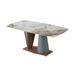 Orren Ellis Itta Dining Table, Pedestal Dining Table, Bar Table in Blue/Brown/Gray | 29.5 H x 71 W x 35.5 D in | Wayfair
