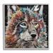Stupell Industries Urban Wolf Graffiti Face Portrait by Jen Seeley - Floater Frame Painting on in Black/Brown/Gray | 17 H x 17 W x 1.5 D in | Wayfair