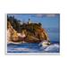 Stupell Industries Rolling Sea Waves Lighthouse Cliff Framed Giclee Art By Rick Berk Wood in Blue/Brown | 24 H x 30 W x 1.5 D in | Wayfair