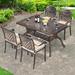 World Menagerie Laingsburg Rectangular 4 - Person 59.05" Long Aluminum Outdoor Dining Set Metal in Brown | 59.05 W x 35.43 D in | Wayfair