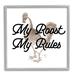 Stupell Industries My Roost & Rules Farmhouse Humor by Lil' Rue - Floater Frame Graphic Art on in Black/Brown/White | Wayfair at-741_gff_24x24