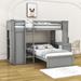 Gionata Twin over Twin 2 Drawer L-Shaped Bunk Beds w/ Built-in-Desk by Harriet Bee in Gray | 65 H x 79 W x 88 D in | Wayfair