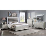 House of Hampton® 3-2_Babbie LED Upholstered Panel Bedroom Set Upholstered in Brown | 62 H x 63 W x 63 D in | Wayfair