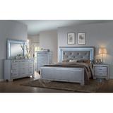 House of Hampton® 3-2_Winston LED Upholestered Bedroom Set Wood in Brown/Gray | 65 H x 63.8 W x 63.8 D in | Wayfair