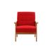 Armchair - Ebern Designs Hysen 25.39 inches Wide Tufted Linen Armchair Linen/Wood in Red | 30.31 H x 25.39 W x 27.95 D in | Wayfair