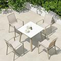 Hokku Designs Amane Square 4 - Person 31.5" Long Outdoor Dining Set Stone/Concrete/Metal in Brown/Gray/White | 31.5 W x 31.5 D in | Wayfair