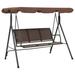Arlmont & Co. Nathalene Patio Swing Chair Outdoor Swing Bench w/ Adjustable Canopy Swing Seat Metal in Black/Brown | Wayfair