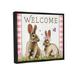 Stupell Industries Welcome Plaid Spring Garden Rabbits Floater Canvas Wall Art By Elizabeth Tyndall Canvas in Pink | 17 H x 21 W x 1.7 D in | Wayfair