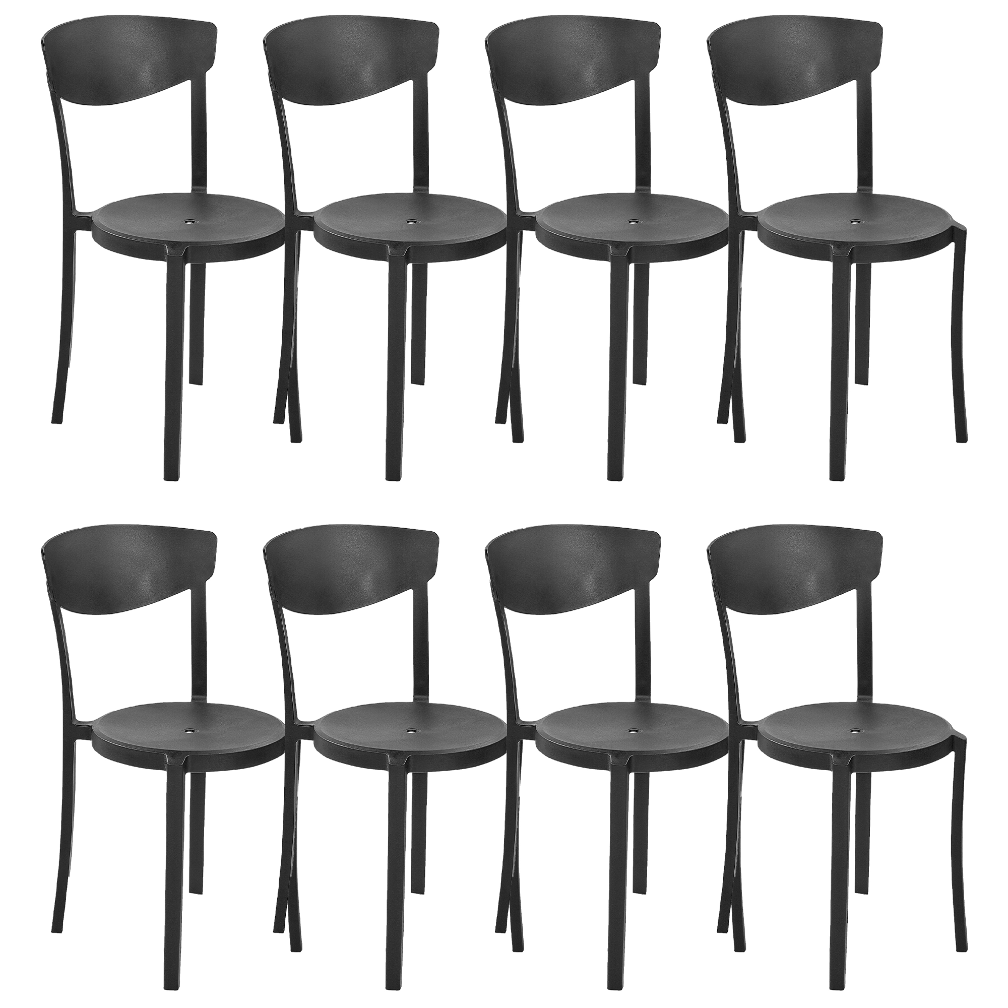 Esszimmerstuhl 8er Set Schwarz Kunststoff Matt Modern Minimalistisch Esszimmer Wohnküche Flur Diele Indoor Outdoor