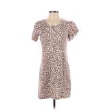 Nine West Casual Dress - Shift Scoop Neck Short sleeves: Brown Animal Print Dresses - Women's Size Small - Print Wash