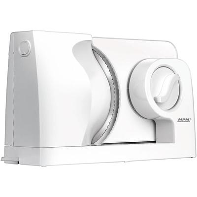 MPM - MKR-05 Trancheuse de Viande Pliant, Coupe Réglable Jusqu'à 15 mm Acier Inoxydable 150W Blanc