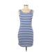 Allegra K Casual Dress - Sheath Scoop Neck Sleeveless: Blue Color Block Dresses - Women's Size Medium