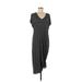 Amuse Society Casual Dress - Midi V Neck Short sleeves: Black Print Dresses - Women's Size X-Small