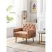 Teddy Fabric Accent Chair Leisure Single Sofa with Rose Golden Legs for Modern Living Room, Camel Teddy