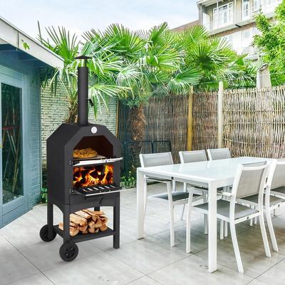 Outdoor Black Wood Fired Pizza Ovenr for Backyard and Camping